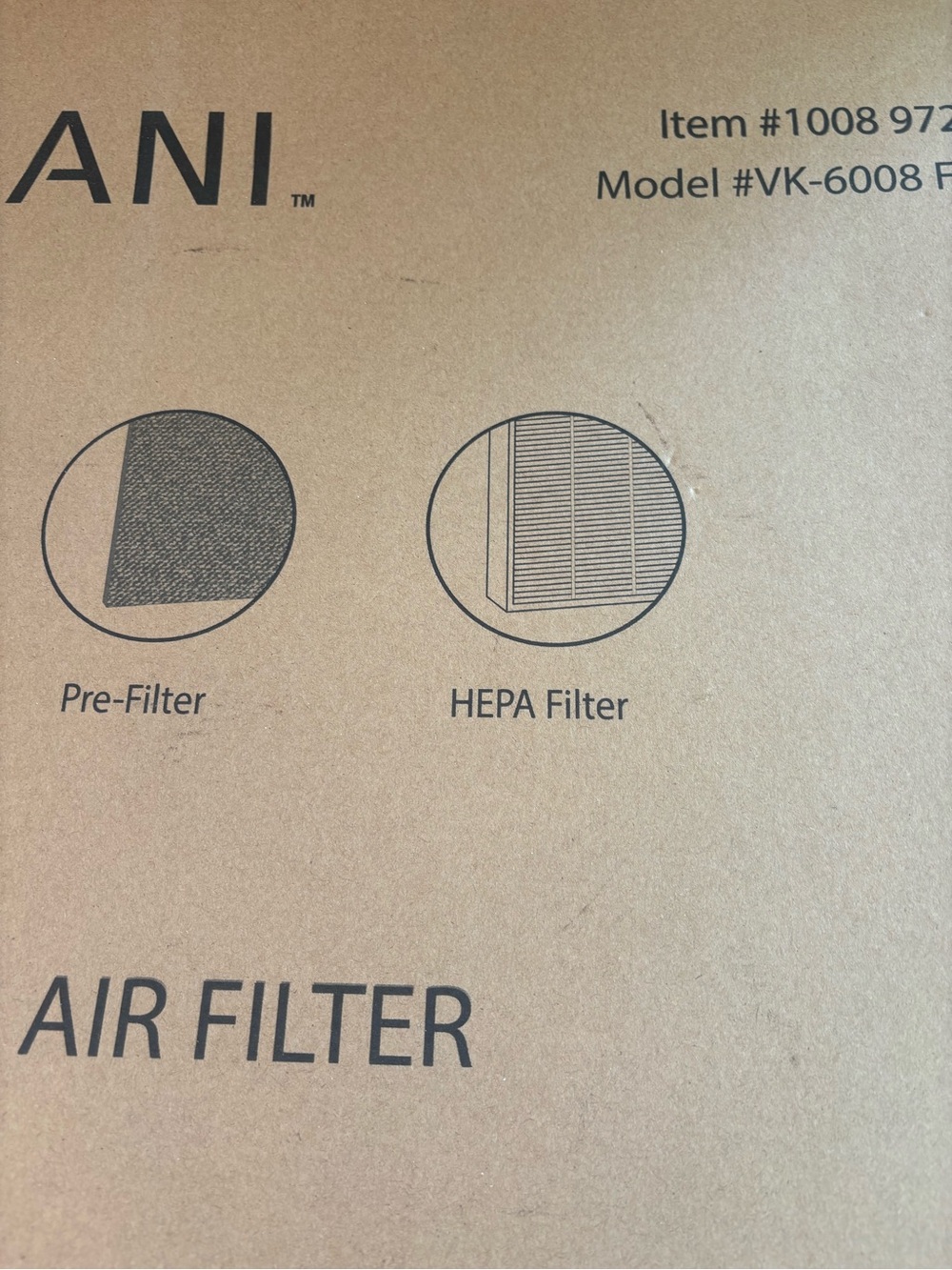 Vissani Air Filter HEPA Pre-Filter model vk6008